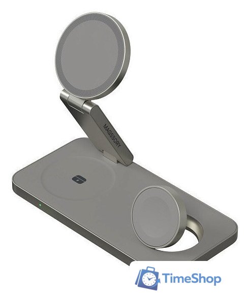 Беспроводное зарядное Magssory Yoga 3 в 1 Charging Station для Apple Qi2 WCH016t (титан) - Изображение №5 — Интернет-магазин Time-Shop