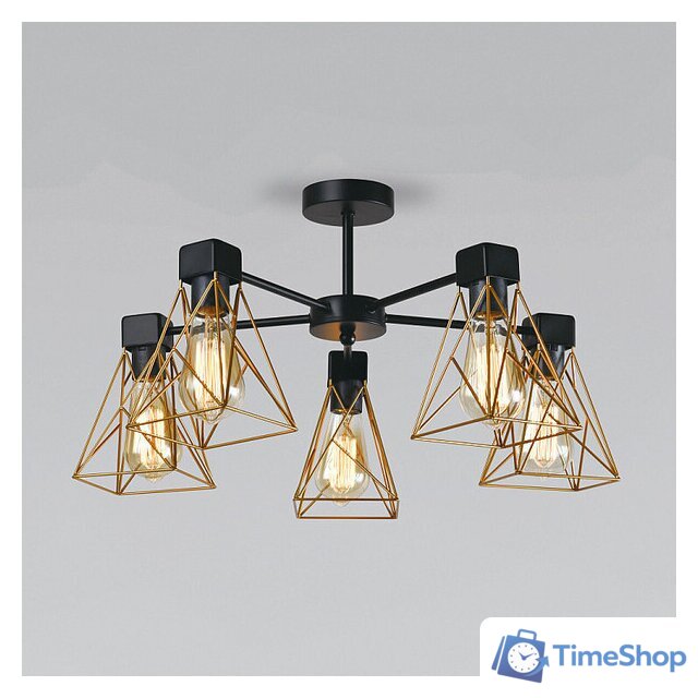 Люстра средней высоты Евросвет Trappola 70107/5 черный/латунь - Изображение №1 — Интернет-магазин Time-Shop