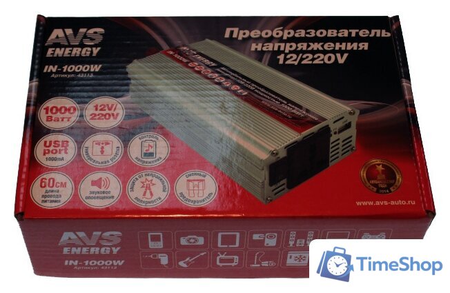 Автомобильный инвертор AVS 12/220V IN-1000W - Изображение №2 — Интернет-магазин Time-Shop