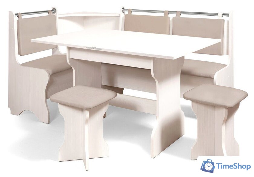 Обеденная группа Анмикс ЛДСП с кухонным уголком (бодега/кожзам капучино) - Изображение №1 — Интернет-магазин Time-Shop