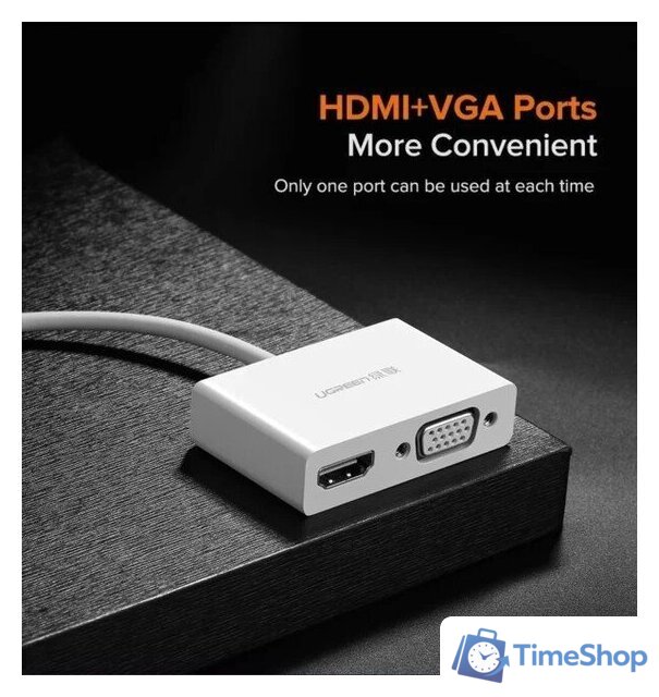 Конвертер Ugreen MM123 30843 USB Type-C - HDMI/VGA - Изображение №6 — Интернет-магазин Time-Shop