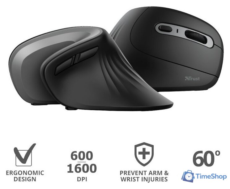 Вертикальная мышь Trust Verro Ergonomic Wireless Mouse - Изображение №16 — Интернет-магазин Time-Shop