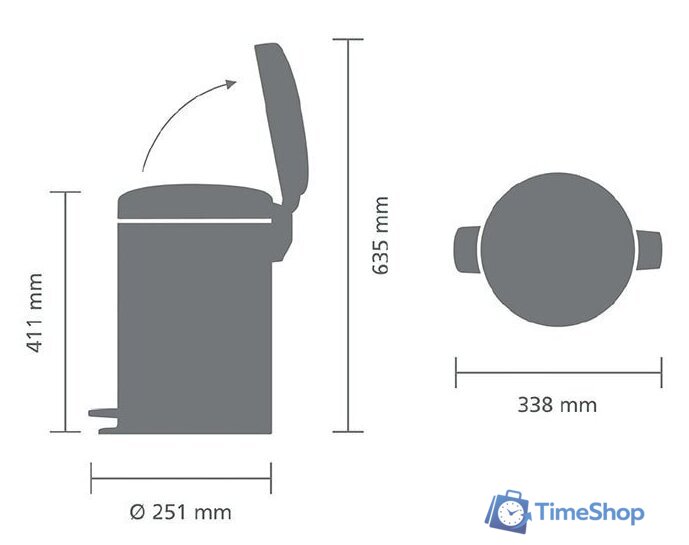 Мусорное ведро Brabantia Pedal Bin NewIcon 12 л (белый) - Изображение №5 — Интернет-магазин Time-Shop