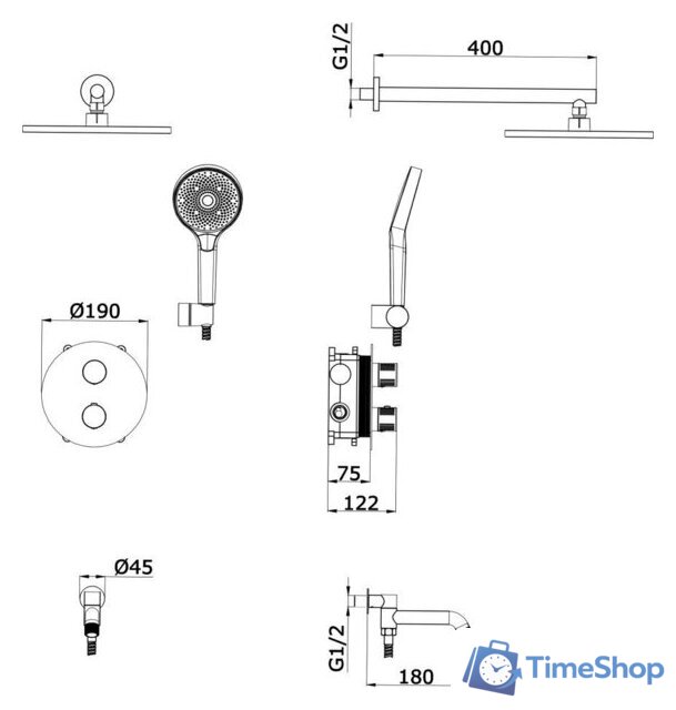 Душевая система  Vieir V343563-F - Изображение №2 — Интернет-магазин Time-Shop