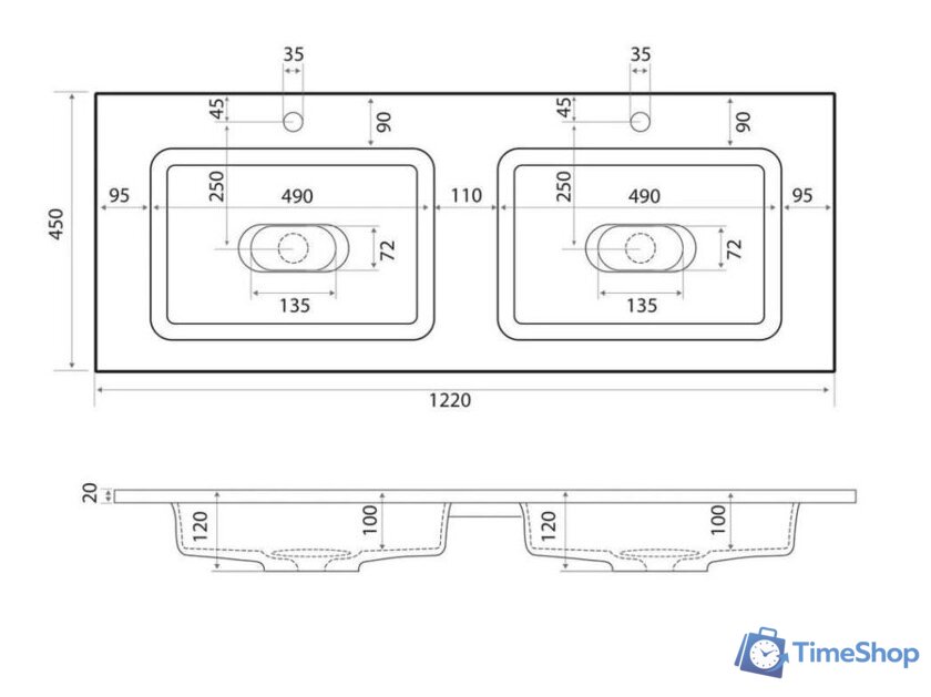 Умывальник Madera Modul 120 - Изображение №3 — Интернет-магазин Time-Shop