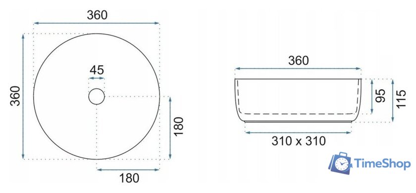 Умывальник Rea Sami U1891 - Изображение №6 — Интернет-магазин Time-Shop