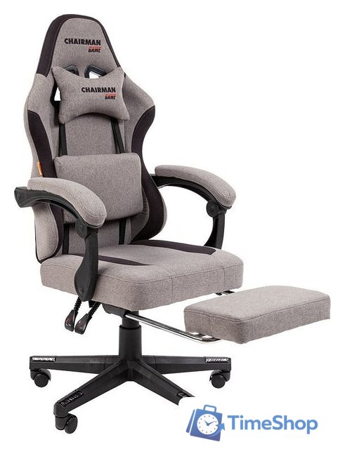Игровое (геймерское) кресло CHAIRMAN CH27 (ткань, серый/черный) - Изображение №4 — Интернет-магазин Time-Shop