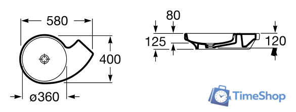 Умывальник Roca Urbi 3 58x40 (327228000) - Изображение №4 — Интернет-магазин Time-Shop