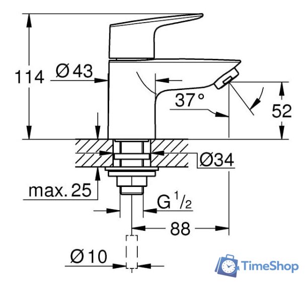 Смеситель Grohe Bauedge 20421001 - Изображение №4 — Интернет-магазин Time-Shop
