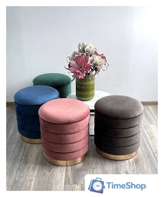 Пуфик M-City Фред 461MC04441 (велюр синий/золото) - Изображение №4 — Интернет-магазин Time-Shop