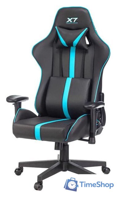Игровое (геймерское) кресло A4Tech X7 GG-1200 (черный/бирюзовый) - Изображение №7 — Интернет-магазин Time-Shop