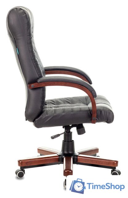 Офисное кресло Бюрократ KB-10WALNUT/B/LEATH (черный) - Изображение №4 — Интернет-магазин Time-Shop