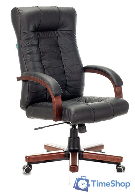 Офисное кресло Бюрократ KB-10WALNUT/B/LEATH (черный) - Изображение №1 — Интернет-магазин Time-Shop