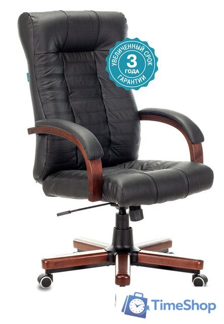 Офисное кресло Бюрократ KB-10WALNUT/B/LEATH (черный) - Изображение №2 — Интернет-магазин Time-Shop