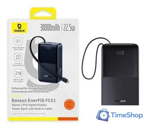Внешний аккумулятор Baseus EnerFill FC51 Bipow2 Pro Power Bank 30000mAh (черный) - Изображение №3 — Интернет-магазин Time-Shop