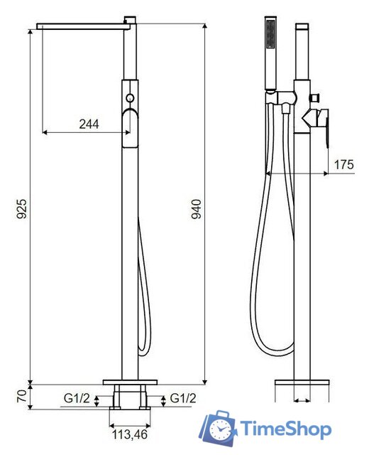 Душевая система  Excellent Glad ARNL.1155BS (матовый черный) - Изображение №2 — Интернет-магазин Time-Shop