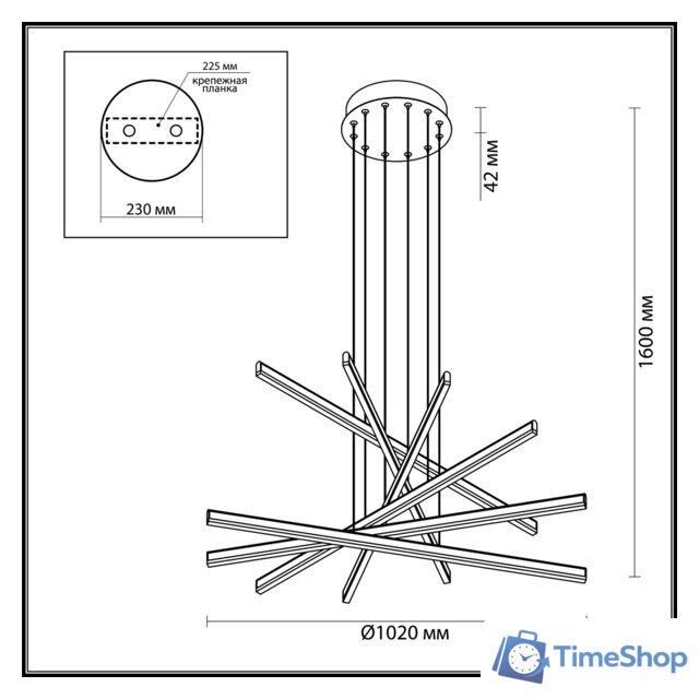 Подвесная люстра Odeon Light Rudy 3890/96L - Изображение №2 — Интернет-магазин Time-Shop