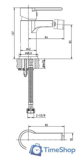 Смеситель Cersanit Brasko A63023 - Изображение №2 — Интернет-магазин Time-Shop