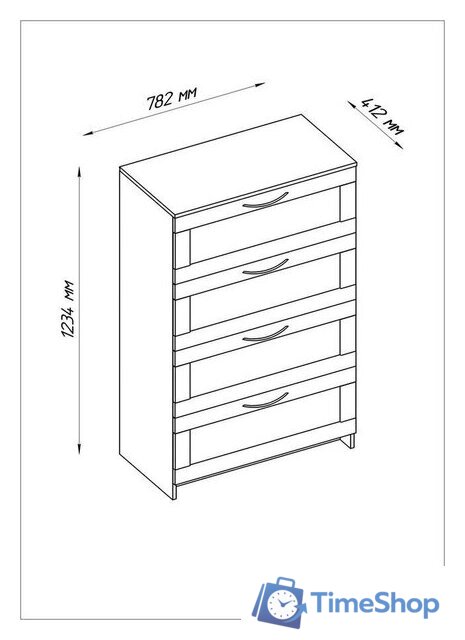 Комод Mio Tesoro Сириус 4 ящика 2.02.02.060.1 (белый) - Изображение №2 — Интернет-магазин Time-Shop