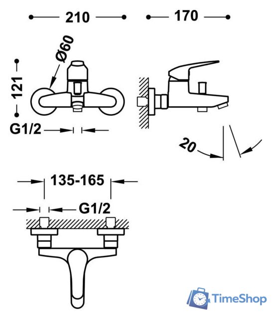 Душевой гарнитур  Tres Base plus 21617010NM - Изображение №2 — Интернет-магазин Time-Shop