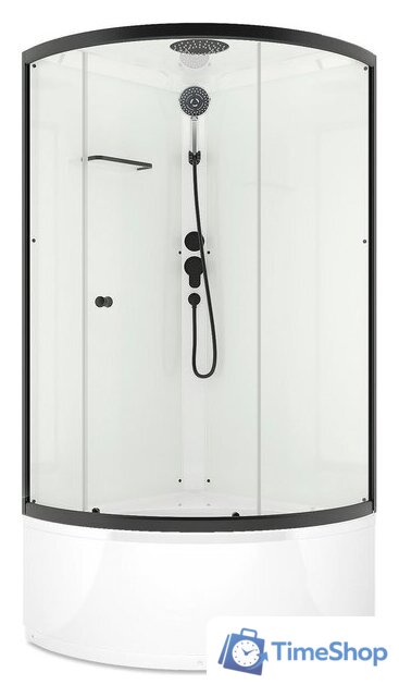 Душевая кабина Domani-Spa Simple 99 High Black DS01Sm99HWCl00.Gt-V1.2-Black (белый/прозрачное стекло) - Изображение №1 — Интернет-магазин Time-Shop