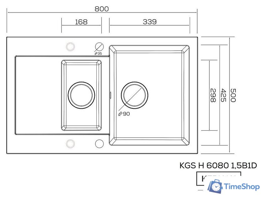 Кухонная мойка Kernau KGS H 6080 1.5B1D Black Metallic - Изображение №2 — Интернет-магазин Time-Shop