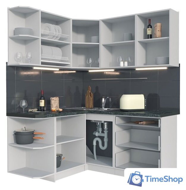 Кухонный модуль Интерлиния Мила Матте 1.5x1.7 А (белый/черный/дуб бунратти) - Изображение №2 — Интернет-магазин Time-Shop