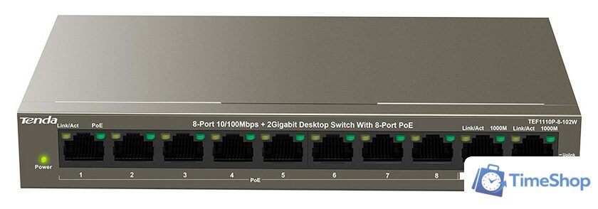 Неуправляемый коммутатор Tenda TEF1110P-8-102W - Изображение №1 — Интернет-магазин Time-Shop