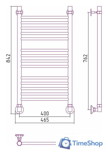 Полотенцесушитель Стилье Аксиома-10 800х400 00661-8040 - Изображение №3 — Интернет-магазин Time-Shop