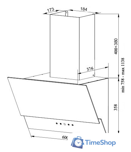 Кухонная вытяжка Grand Gloucester 60 (белый/нержавеющая сталь) - Изображение №6 — Интернет-магазин Time-Shop