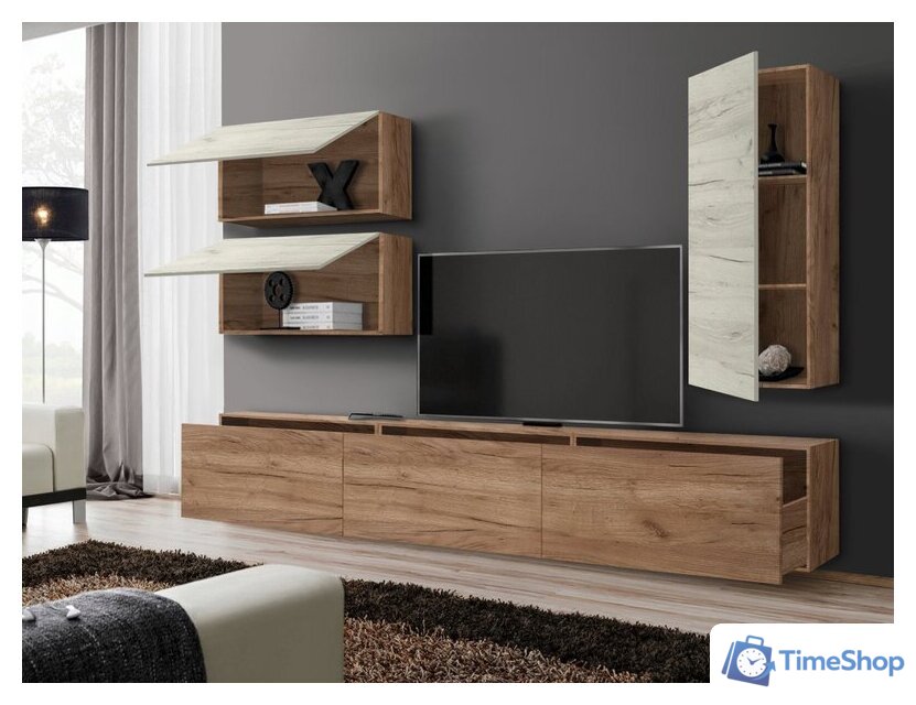 Стенка Артём-Мебель Венеция СН 121.01 (дуб крафт белый/дуб крафт табачный) - Изображение №4 — Интернет-магазин Time-Shop