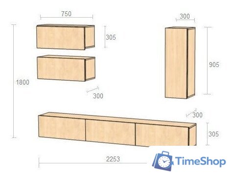 Стенка Артём-Мебель Венеция СН 121.01 (дуб крафт белый/дуб крафт табачный) - Изображение №6 — Интернет-магазин Time-Shop