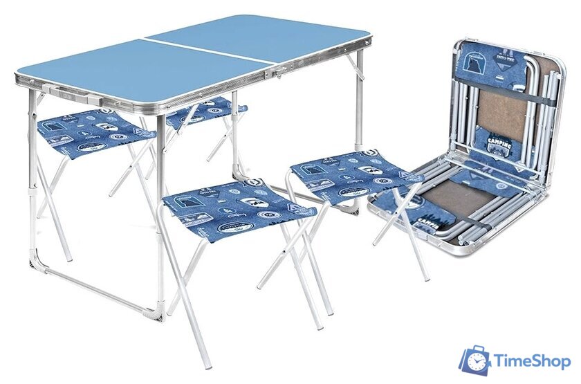 Стол со стульями Nika складной стол влагостойкий и 4 стула ССТ-К2 (голубой) - Изображение №1 — Интернет-магазин Time-Shop