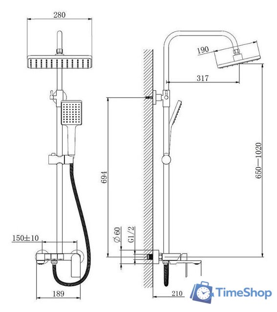 Душевая система  Haiba HB24639-3 - Изображение №3 — Интернет-магазин Time-Shop