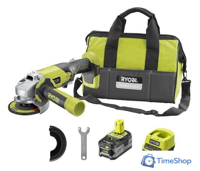 Угловая шлифмашина Ryobi R18AG-140S 5133003876 (с 1-им АКБ, сумка) - Изображение №1 — Интернет-магазин Time-Shop