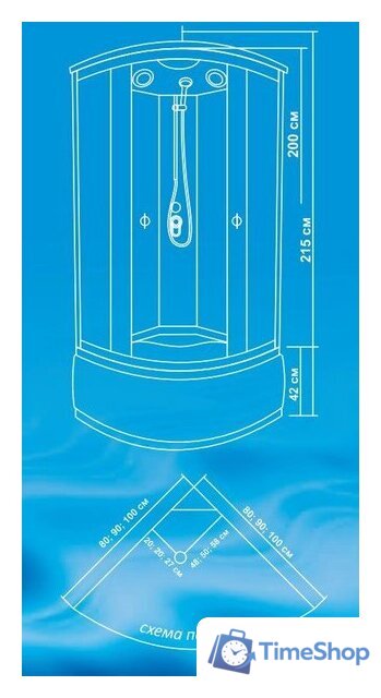 Душевая кабина Водный мир ВМ201 90x90 (белый мрамор) - Изображение №3 — Интернет-магазин Time-Shop