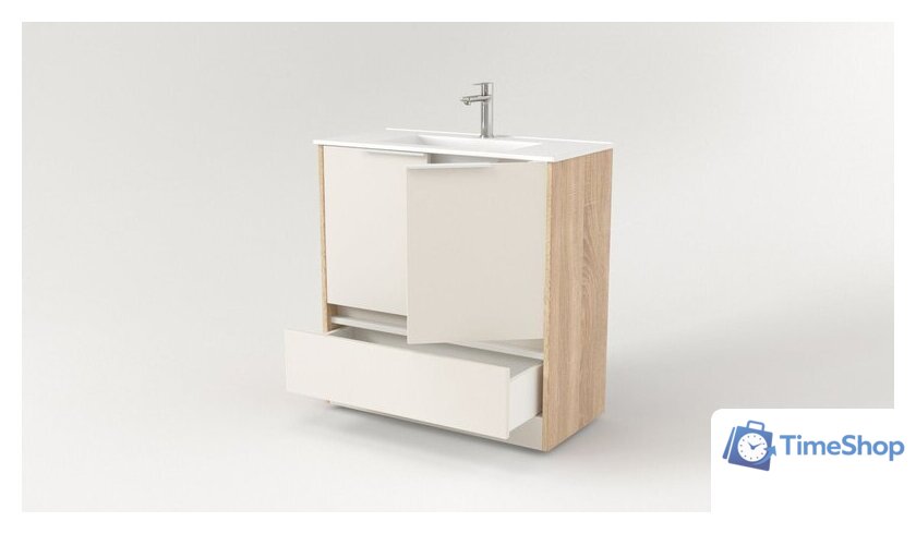  Дабер Тумба под умывальник 017 Тобага/Эридан 80 Т17.8Т.0.18Б (бежевый/дуб бардолино/ручка белая) - Изображение №2 — Интернет-магазин Time-Shop