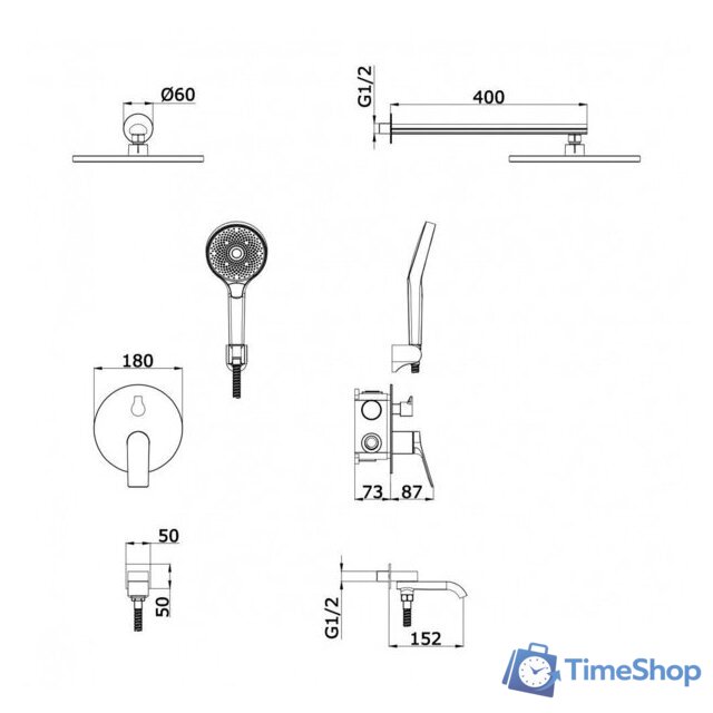 Душевая система  Vieir V343563 - Изображение №3 — Интернет-магазин Time-Shop