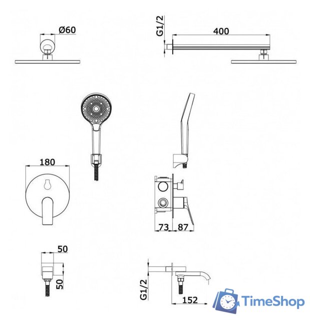 Душевая система  Vieir V343563 - Изображение №2 — Интернет-магазин Time-Shop