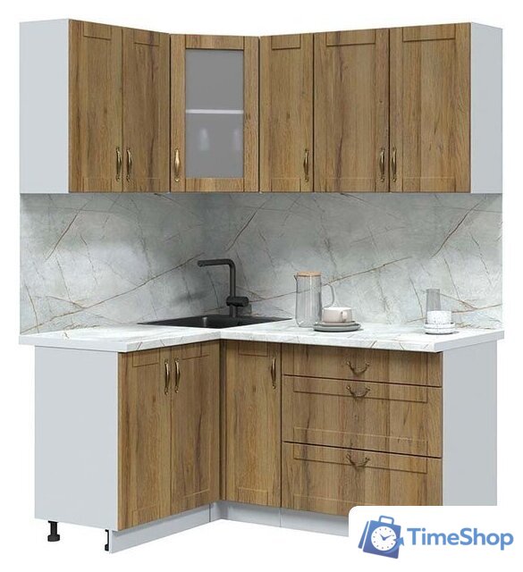 Готовая кухня Интерлиния Мила Крафт 1.2x1.7 (дуб вотан/дуб вотан/серый каспий) - Изображение №1 — Интернет-магазин Time-Shop
