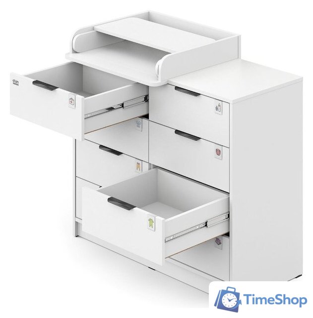 Детский комод Атон Мебель Zeus 1008 ЛДСП с шариковыми направляющими (белый) - Изображение №4 — Интернет-магазин Time-Shop