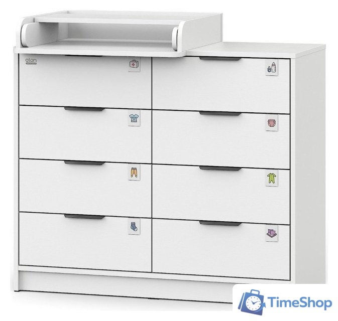 Детский комод Атон Мебель Zeus 1008 ЛДСП с шариковыми направляющими (белый) - Изображение №2 — Интернет-магазин Time-Shop