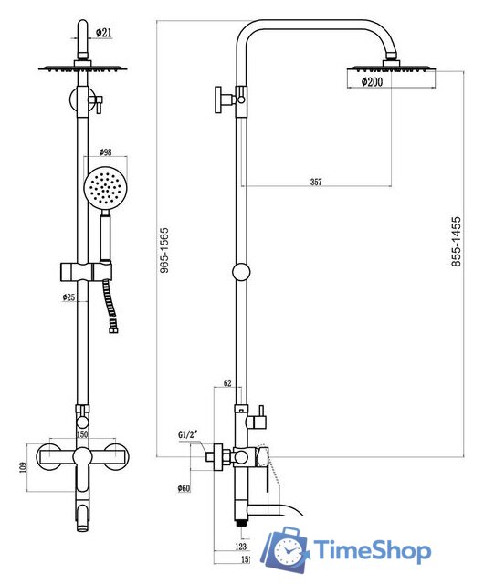 Душевая система  Fmark FS8245 - Изображение №2 — Интернет-магазин Time-Shop