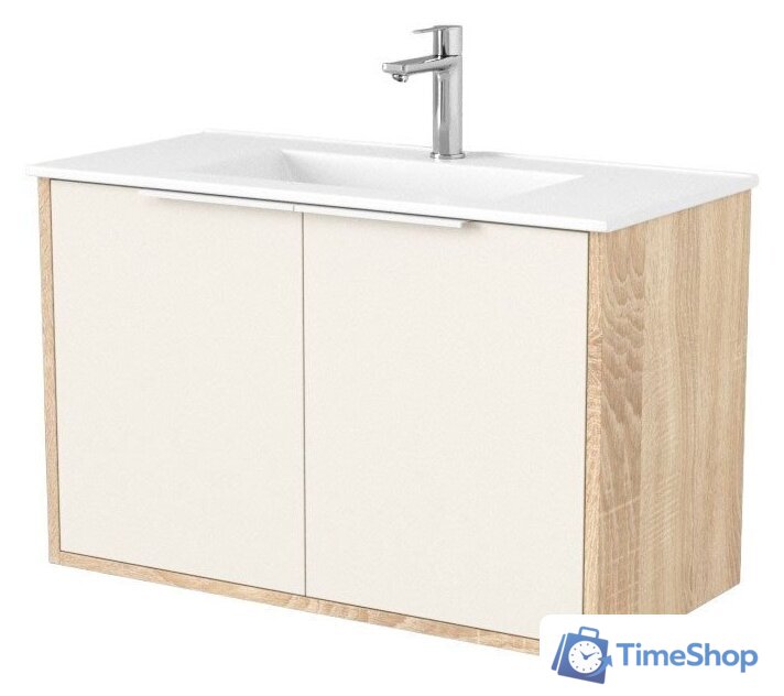  Дабер Тумба под умывальник 018 WeltWasser Deilbach 7517-80 Т18.8W.0.18Б (бежевый/дуб бардолино/ручка белая) - Изображение №1 — Интернет-магазин Time-Shop