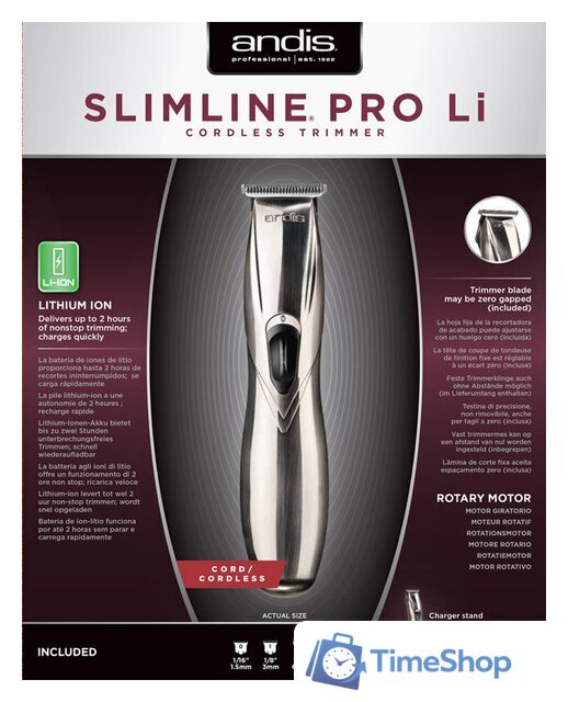 Триммер для бороды и усов Andis Slimline Pro Li T-Blade (хром) - Изображение №3 — Интернет-магазин Time-Shop