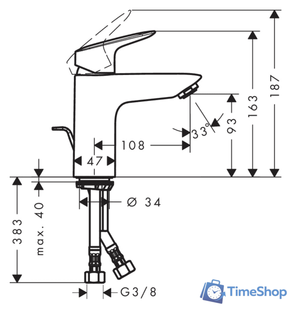 Смеситель Hansgrohe Logis 71100000 - Изображение №2 — Интернет-магазин Time-Shop