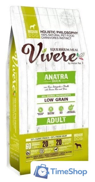 Сухой корм для собак Vivere Medium Adult Duck 20 кг - Изображение №1 — Интернет-магазин Time-Shop