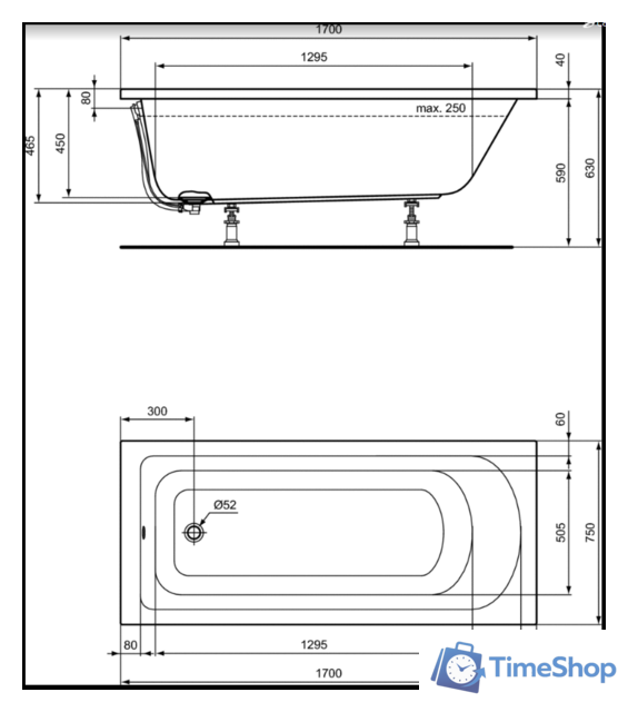 Ванна Ideal Standard Hot Line 170x75 K274601 - Изображение №2 — Интернет-магазин Time-Shop
