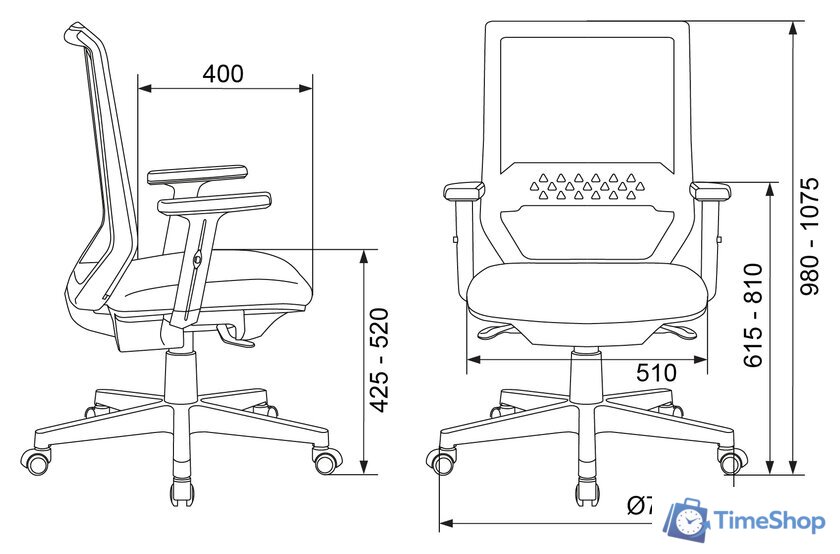 Офисное кресло Бюрократ MC-611N TW-01 38-418 (черный) - Изображение №6 — Интернет-магазин Time-Shop