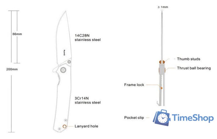 Складной нож Ruike P801-J - Изображение №4 — Интернет-магазин Time-Shop